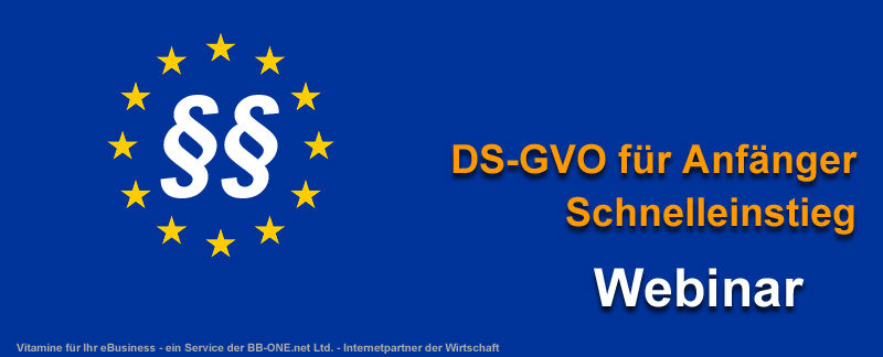 Webinar DS-GVO für Anfänger im Schnelllauf