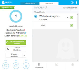 Cookie Überwachung mit Ghostery