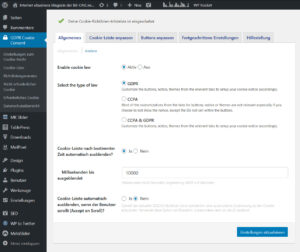 WordPress Plugin GDPR Consent Cookie Banner